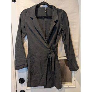 Zara TRF Blazer Dress Romper Wrap Front Tie Long Sleeve Mini Dress - Size S 0179